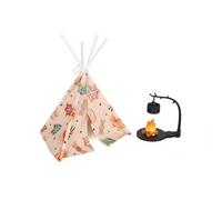 FytStycale Mini Tente Miniature de Poupée de Jeu Accessoire de Maison de Poupée Maquette de Campement Tissu Plastique Résine avec et Accessoires de, Tente Poêle Branch