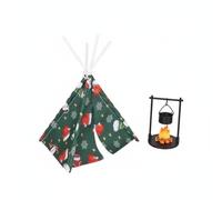 FytStycale Mini Tente Miniature de Poupée de Jeu Accessoire de Maison de Poupée Maquette de Campement Tissu Plastique Résine avec et Accessoires de, Poêle Vertical Vert