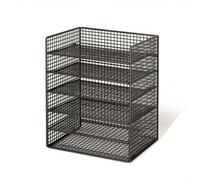 FytStycale Organisateur Bureau à 6 Niveaux Épuré Étagère sous Bureau avec Grille Métallique Compact Porte-Documents en Fil Métallique pour Salle D'étu, Noir Classique, Six Couches - Horizontal