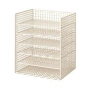 FytStycale Organisateur Bureau à 6 Niveaux Épuré Étagère sous Bureau avec Grille Métallique Compact Porte-Documents en Fil Métallique pour Salle D'étu, Blanc Crème, Six Couches - Horizontal