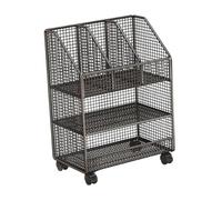 FytStycale Organisateur de Livre Bibliothèque Mobile Iron Space Saving Open Top Top Shelf Multi-Tiers Magazines épaissis Bibliothèque Holder avec Roues, Trois Couches