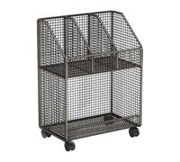 FytStycale Organisateur de Livre Bibliothèque Mobile Iron Space Saving Open Top Top Shelf Multi-Tiers Magazines épaissis Bibliothèque Holder avec Roues, Deux Couches