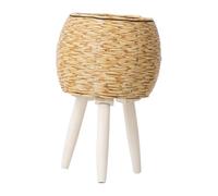 FytStycale Panier à Plantes Tressé sur Pieds, Pot de Fleurs, Support, Pot de Fleurs Simple, Panier, Jardinière pour Chambre D'étudiant, Bureau, Appartement, Jaune 31x20cm 3 Pattes