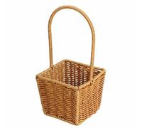 FytStycale Panier En Rotin Tressé fait Main Panier à Fleurs avec Anse Imperméable Corbeille Décorative pour Mariage, Petit Panier Carré