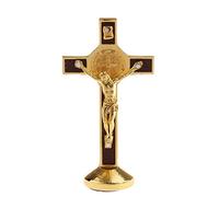 FytStycale Petite Statue de Crucifix de 8,9 Cm (3,5 Pouces), Décoration pour Chapelle Ou Maison, Ornement pour Tableau de Bord de Voiture, Amulette Chrétienne, Or