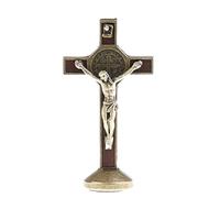 FytStycale Petite Statue de Crucifix de 8,9 Cm (3,5 Pouces), Décoration pour Chapelle Ou Maison, Ornement pour Tableau de Bord de Voiture, Amulette Chrétienne, Bronze