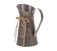 FytStycale Pichet Fleurs Fer, Vase Décor Rustique, Cruche Métal Ancienne avec Anse, Pot de Fleurs Usage Polyvalent, Jardinière Convient Salon Balcon Jardin Table, Gris