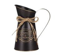 FytStycale Pichet Fleurs Fer, Vase Décor Rustique, Cruche Métal Ancienne avec Anse, Pot de Fleurs Usage Polyvalent, Jardinière Convient Salon Balcon Jardin Table, Noir