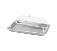 FytStycale Plateau à Gâteau Plateau de Présentation Plateau Rectangulaire avec Cloche en Acier Inoxydable Adapté pour Servir Cupcakes Viennoiseries Apéritifs, 50 X 35 X 5 Cm