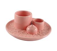 FytStycale Porte-encens en céramique 4 en 1 Sage, brûleur d'encens décoratif et porte-bougies, idéal pour une pendaison de crémaillère, une salle, Rose