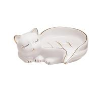 FytStycale Porte-Savon en Forme de Chat de Dessin Animé, Boîte à Savon, Décoration de La Maison, Porte-Savon Créatif Portable en Céramique, Auto-drainant pour La, Blanc