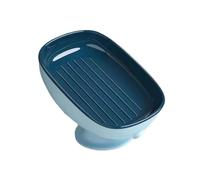 FytStycale Porte-savon, Plateau à Savon Auto-drainant, Support de Savon à Ventouse, Double Système de Rangement, Fabriqué En PP pour Un Rangement Efficace Du Sav, Bleu