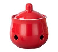 FytStycale Pot à Ail Conteneur de Stockage Porte-ail avec Couvercle Boîte Ventilée Récipient En Poterie Empêche La Germination Adapté pour -manger et La, Rouge