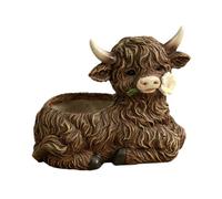 FytStycale Pot de Fleurs en Résine en Forme de Vache avec Trou de Drainage, pour Les Femmes et Les Mères. Statuette de Vache pour Jardin, Maison et