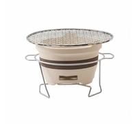 FytStycale Réchaud Barbecue Extérieur Chauffe Briquettes Céramique Émaillée Gril Compact Inox Châssis Métal Ports de Ventilation pour Boissons Chaudes et Mises, Petit