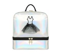FytStycale Sac à Dos de Danse Léger Sac à Dos Holographique Cartable de Danse pour Enfants, Danseuses, École, Argent