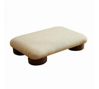 FytStycale Siège de Méditation Enfant Tabouret Bas Coussin Rembourré Bois et Tissu Profil Rectangulaire Bas Design Épuré Adapté aux Chambres d'enfant Espaces, Petit, Blanc
