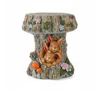 FytStycale Siège Décoratif Tabouret Tronc Animaux Banc Jardin Support Plante en Oxyde de Magnésium Aspect Tronc Relief Texturé avec Figurines Animalières Adapté, Oiseau sur Souche