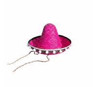 FytStycale Sombrero Mexicain Léger Chapeau Sombrero Chapeau à Pompons pour Famille, Enfants, Carnaval, Spectacle, Rose Vif, Diamètre 33-35 Cm