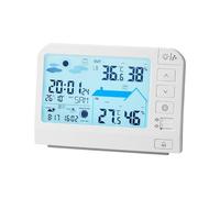 FytStycale Station météo numérique avec réveil, Horloge météo, thermomètre et hygromètre pour hôtel, Style B White