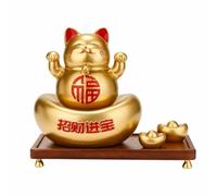 FytStycale Statue Chat Chance Feng Shui Chat Japonais Apaisant Décoration pour Entrée, Or Champagne