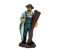 FytStycale Statuette de pêcheur, Figurine sculptée en résine, Cadeau d'intérieur pour Noël, décoration de Bureau ou fête d'anniversaire (Papa, cheminée, avec du Poisson