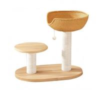 FytStycale Structure pour Chat avec Panier Supérieur Corde Tressée Arbre Structure en Bois pour Félins Stable Mobilier Félin, Modèle De Luxe À Niche Unique Sa6