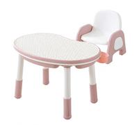 FytStycale Table Enfant avec Chaise, Table d'activités Enfant à Plateau Double Face, Arrondis, 960 Blocs, Table en Plastique Enfant avec Rangement, Flower Cloud
