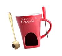 FytStycale Tasse à fondue au chocolat Ensemble de casseroles à fondue Anniversaire Réchauffeur de beurre au caramel Dessert à fondre au fromage Tasse à fondue au, Rouge