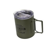 FytStycale Tasse de Randonnée Mug de Camping Poignée Rabattable Inoxydable Mug Isotherme Couvercle de Approprié pour Pêche Camping Randonnée B, Vert
