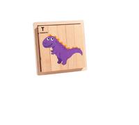 FytStycale Tri et Association Motricité Fine Jeu Éducatif Enfant Puzzle Bloc Animal pour Enfants, Puzzle À 4 Faces en Blocs De Bois - Monde des Dinosaures