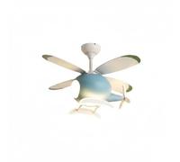 FytStycale Ventilateur Avion Double Fonction Lustre Ventilateur Enfant Décor Cartoon Plafonnier Hélice pour Garçons, Bleu, Contrôle Vocal Hors Ligne