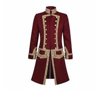 FytStycale Veste Coloniale à Queue-à Pans Style Historique Manteau Long Victorienne Homme Médiéval Manteau Victorien pour Cosplay, Rouge, L