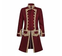 FytStycale Veste Coloniale à Queue-à Pans Style Historique Manteau Long Victorienne Homme Médiéval Manteau Victorien pour Cosplay, Rouge Militaire, S