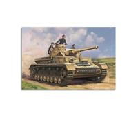 FYUER Poster vintage de la Seconde Guerre mondiale sur toile représentant les chars allemands Pz.Kpfw.IV Ausf.F2 Medium Tank 50 x 75 cm