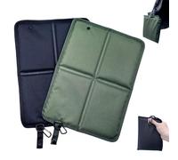 Fyunlle 2 Coussins de Sol Pliables - Imperméables, Isolants, avec Mousqueton, Ultra-légers (93g) pour Randonnée, Camping, Pique-Nique - Oxford Double Face - Vert Olive/Noir