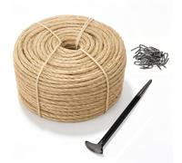 Fyunlle Kit de réparation d'arbre à chat en sisal avec clous en U et | Sisal naturel, extrêmement résistant à la déchirure et inodore. Sans additifs chimiques, sans danger pour les chats