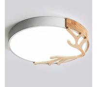 FYWRLQG Éclairage Plafond Bois Cerf Panneau Lumineux Circulaire Fer Personnalisé Plafonniers Plats Ultra Fins Japonais Lampe Panneau Macaron Montage Encastré LED pour Bureau Chambre Escalier Placard
