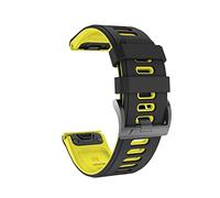 FYXT 22 2 6mm Quick Release Fit Garmin Watchband Fenix 6 6X Pro montre en silicone Easyfit Poignet Compatible With Fenix 5X 5 Plus 3HR Bracelet de montre(Black Yellow,26mmFenix 6X Pro)