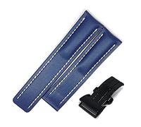 FYXT Bande De Montre Compatible With Breitling Superocéan Avenger Navitimer Véritable Cuir Véritable Homme Regarder Strap Regarde Accessoires Bracelet Bracelet(Blue-Black Buckle1,20mm With LOGO)