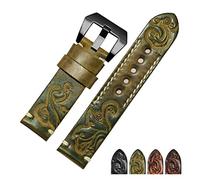 FYXT Bande de montre en cuir authentique rétro en cuir rétro sculpté à la main 18 20 22 24mm Bracelet Compatible With les accessoires de montre for hommes(Yellow black A,22mm)