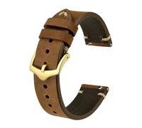 FYXT Bracelet de montre en cuir pour homme 18 mm, 20 mm, 22 mm, noir, marron, vert avec boucle dorée et épingles à outils, 20 mm, Cuir, Pas de pierre précieuse