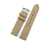 FYXT Bracelet De Montre En Cuir Suédé 18 Mm, 20 Mm, 22 Mm, 24 Mm, Marron, Gris, Vintage, Coutures Faites À La Main, Remplacement For Chaque Montre(Beige,20mm)