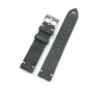 FYXT Bracelet De Montre En Cuir Suédé 18 Mm, 20 Mm, 22 Mm, 24 Mm, Marron, Gris, Vintage, Coutures Faites À La Main, Remplacement For Chaque Montre(Gray,22mm)