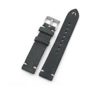 FYXT Bracelet De Montre En Cuir Suédé 18 Mm, 20 Mm, 22 Mm, 24 Mm, Marron, Gris, Vintage, Coutures Faites À La Main, Remplacement For Chaque Montre(Dark Gray,22mm)