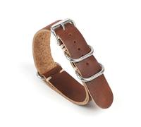 FYXT Bracelet De Montre En Cuir Véritable, 20mm 22mm, Cuir De Vache, Cousu À La Main, Anneau En Acier, Boucle, Remplacement De Montres(Brown,22mm)