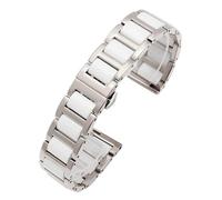 FYXT Bracelet En Acier Céramique Noir Blanc Phnom Penh 20 Mm 22 Mm Compatible Avec Samsung Galaxy Compatible Avec Huawei Watch 46 Mm S3 Frontier Classic Bracelet De Montre(White Silver,22mm)