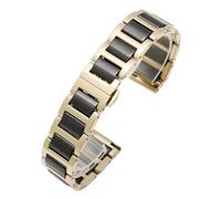 FYXT Bracelet En Acier Céramique Noir Blanc Phnom Penh 20 Mm 22 Mm Compatible Avec Samsung Galaxy Compatible Avec Huawei Watch 46 Mm S3 Frontier Classic Bracelet De Montre(Black Gold,20mm)