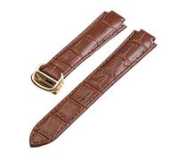 FYXT Convient Aux Séries D'interfaces Convexes Compatible Avec Les Accessoires De Montre Cartier 14 Mm 16 Mm 18 Mm 20 Mm 22 Mm Bracelet En Cuir À Boucle Déployante(Brown gold buckle,22x14mm)