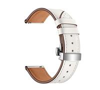 FYXT Sangle en cuir de 20 mm compatible avec Samsung Galaxy Watch 4 3 Classic Band 42mm 46mm Active 2 40 mm 44 mm 41 mm Bracelet for Garmin Venu/Sq Ceinture(White-Silver Clasp)
